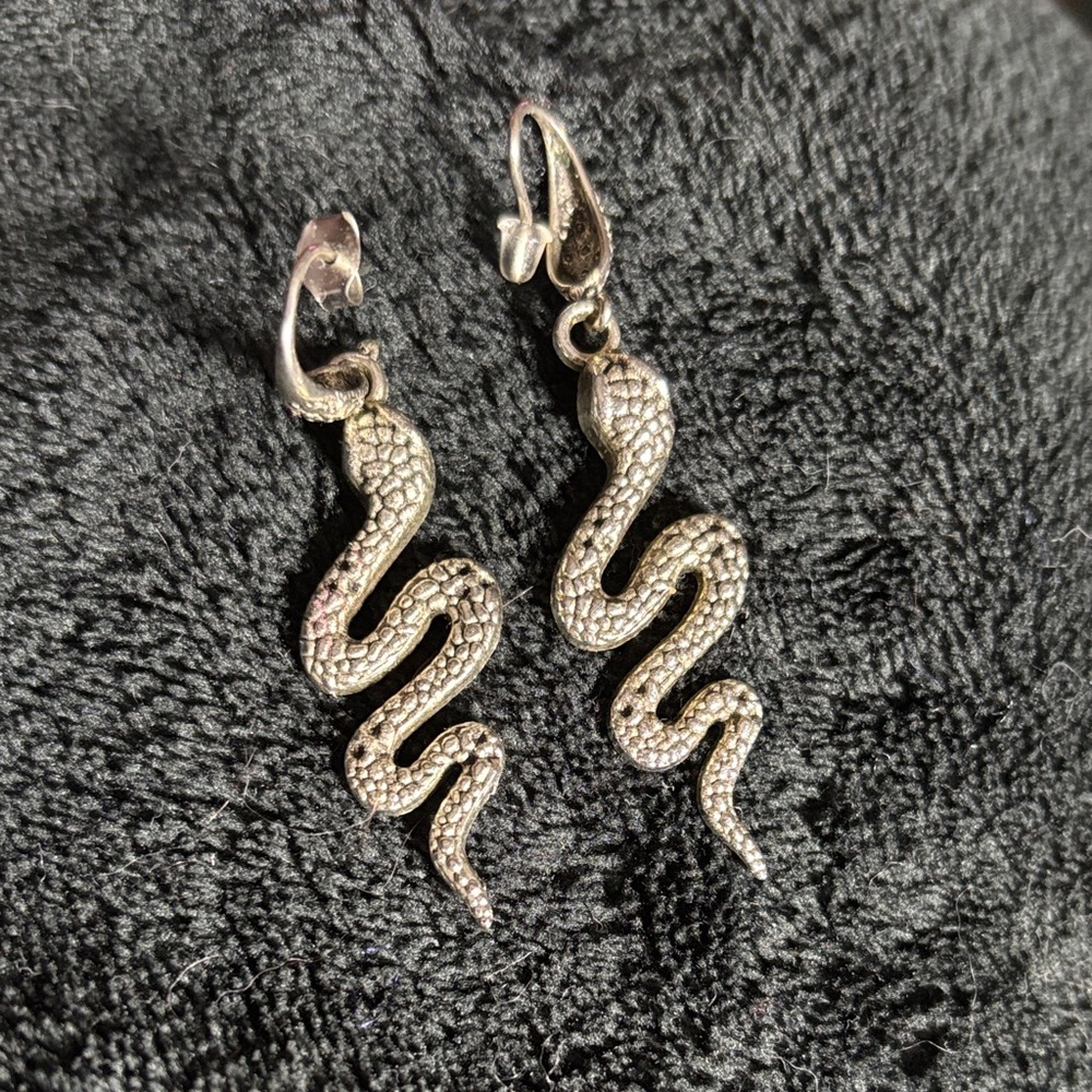 Silver Tone Serpent Snake Reptile Earrings Women’s Witchcore Occult Accessories
